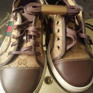 Brown Gucci sneakers authentic with new extralaces